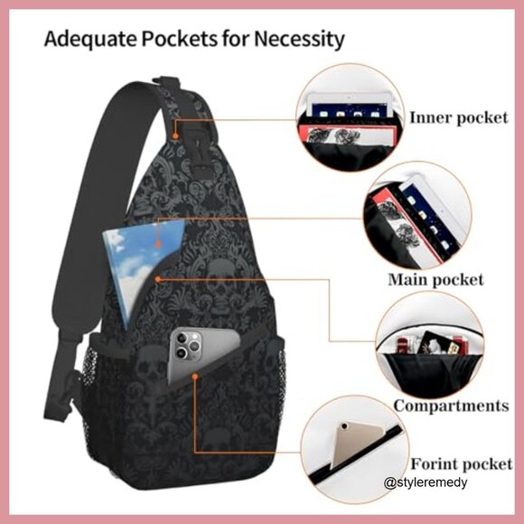 Polyester Sling Backpack, Crossbody Daypack for Hiking Travel main image 5